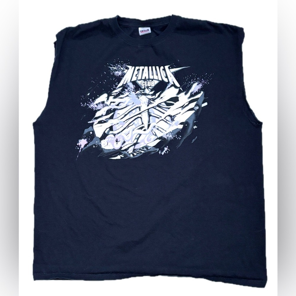 Vintage Metallica Club Skeleton Graphic Tee T Shirt 2X CUT SLEEVES Metalhead